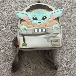 Loungefly Gray and Green Baby Yoda Mini Backpack